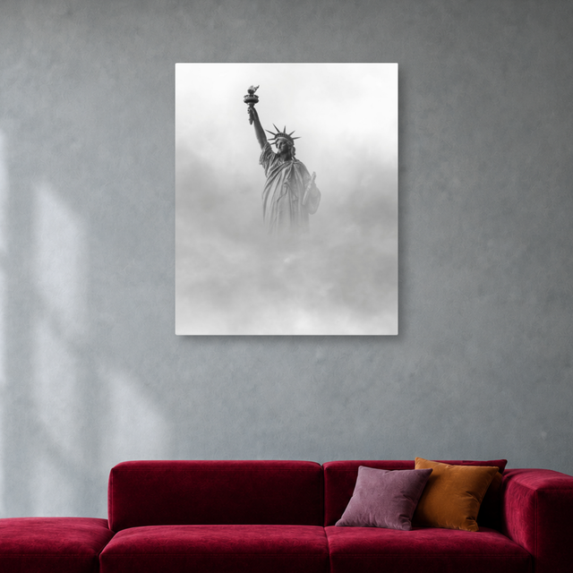 Tablou Canvas Statuia Libertății New York, Simbol American, Alb-Gri - IPCVCTY-564