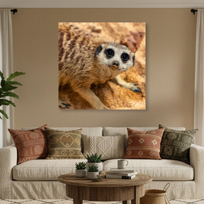 Tablou Canvas Suricată în Nisip, Compoziție Fotografică Naturală, Maro-Bej IPCVANI-341