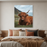 Tablou Canvas Taur Scoțian, Natură Rurală, Maro-Verde IPCVANI-324