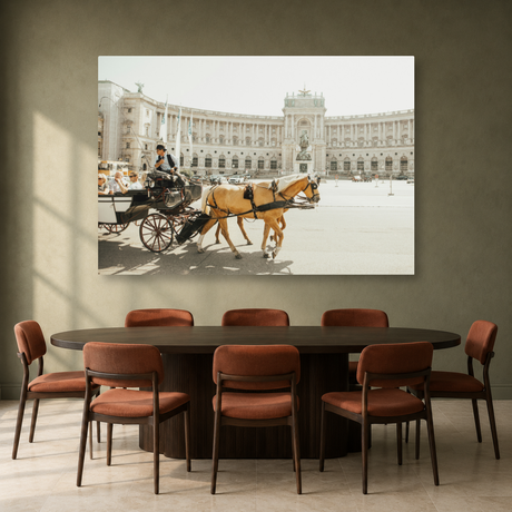 Tablou Canvas Trăsură Tradițională pe Străzi Coloniale, Urban Vintage, Viena, Austria, Multicolor - IPCVCTY-572