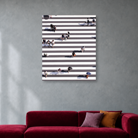 Tablou Canvas Trecere de Pietoni Văzută de Sus, Urban Contemporan, Japonia, Gri-Alb - IPCVCTY-560