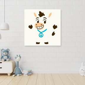Tablou Canvas Văcuță Fericită, Ilustrație Copii, Alb-Maro IPCVCOP-471