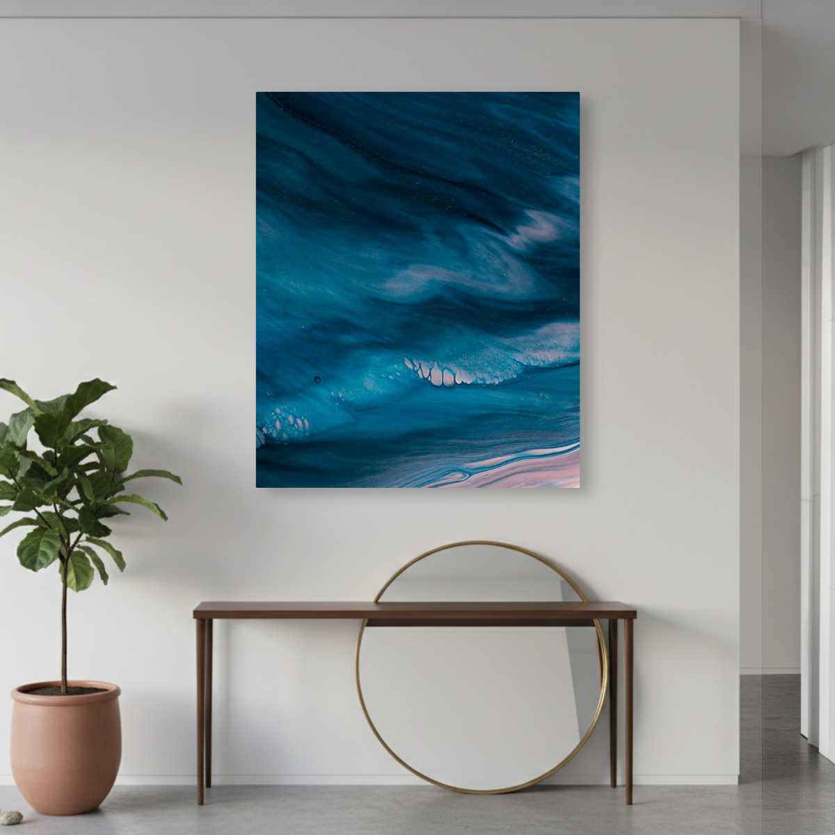 Tablou Canvas Valuri Marine Abstracte, Artă Modernă, Albastru IPCVABS-431