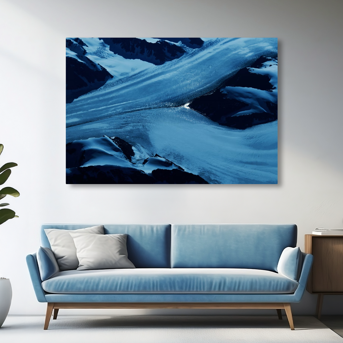 Tablou Canvas Valuri de Gheață, Compoziție Abstractă, Albastru IPCVABS-425