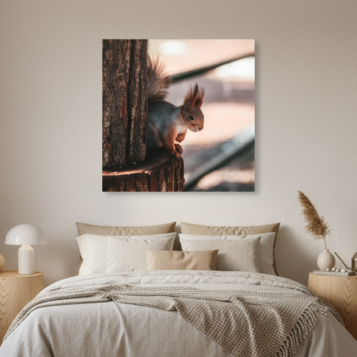 Tablou Canvas Veveriță în Cadru Forestier, Estetică Fotografică Naturală, Maro-Bej IPCVANI-348