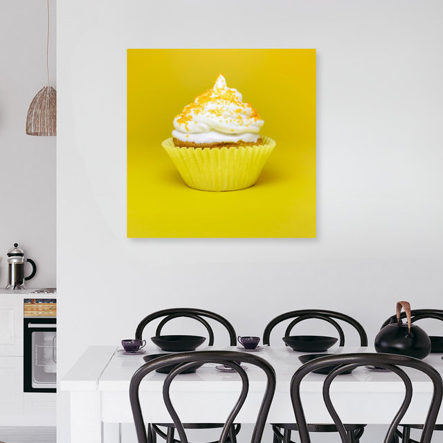 Tablou Canvas Yellow Cupcake Decorat, Cadru Dulce, Galben IPCVALI-409