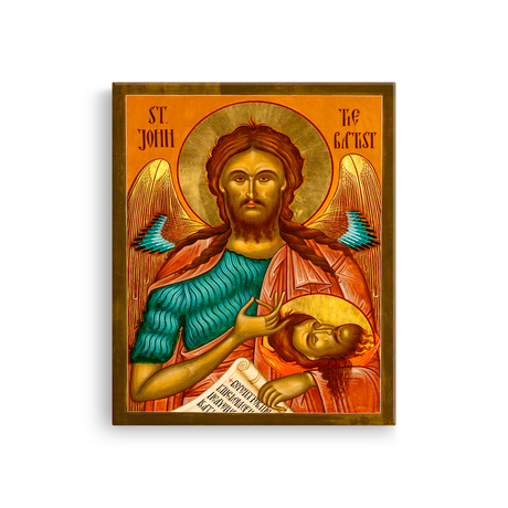 Tablou Canvas Icoană Ortodoxă Sfântul Ioan Botezătorul și Îngerul Deșertului, Tăierea Capului Sfântului Ioan Botezătorul