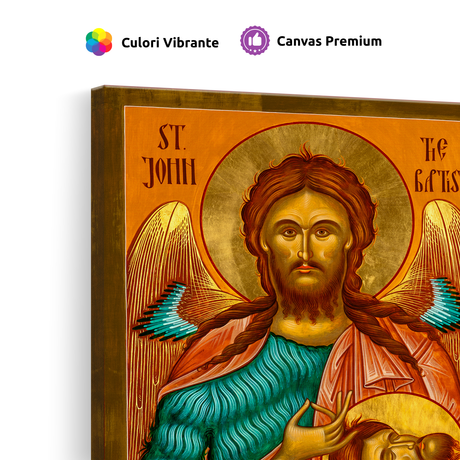 Tablou Canvas Icoană Ortodoxă Sfântul Ioan Botezătorul și Îngerul Deșertului, Tăierea Capului Sfântului Ioan Botezătorul